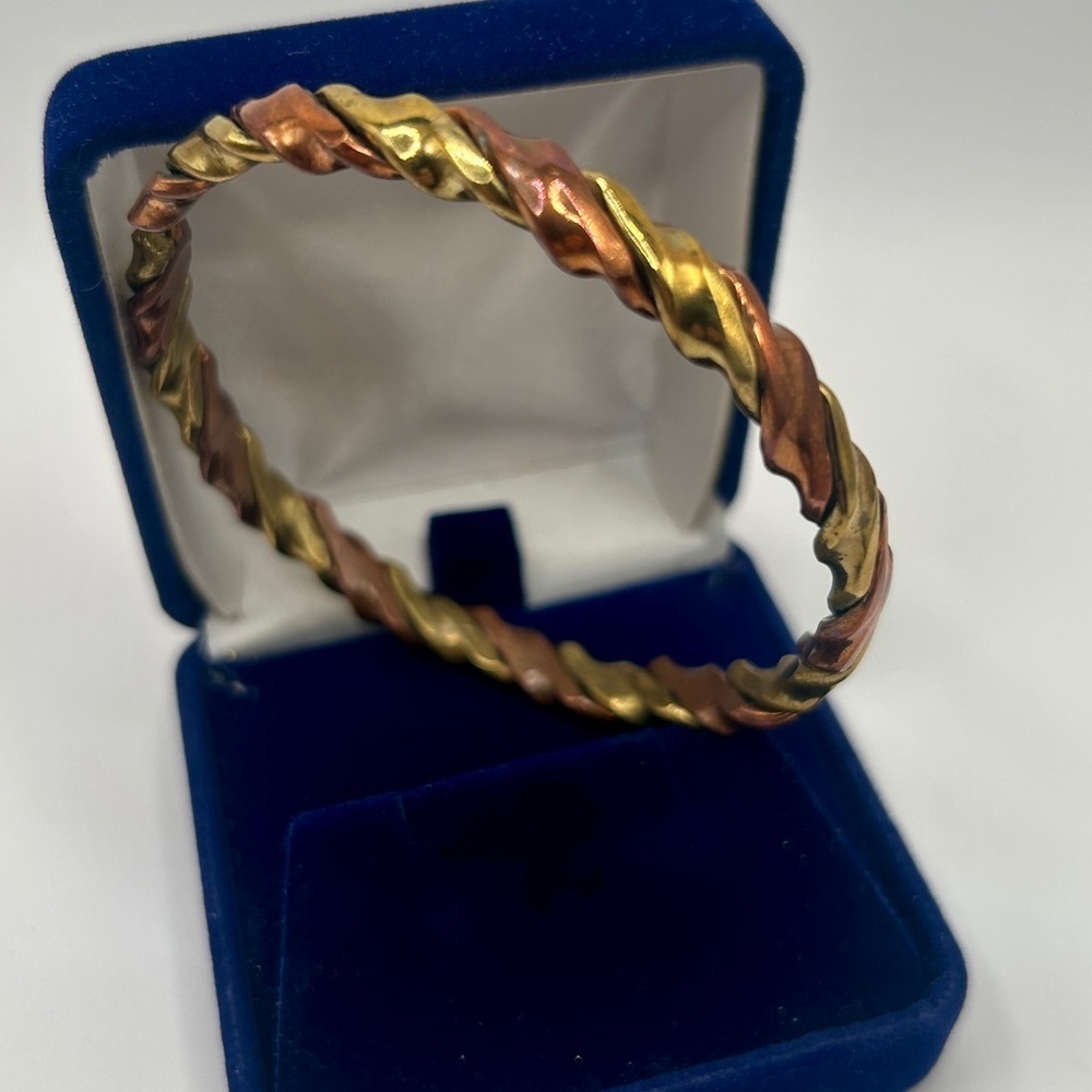 Elegant Brass Twisted Gold and Copper Bangle Bracelet​​​​